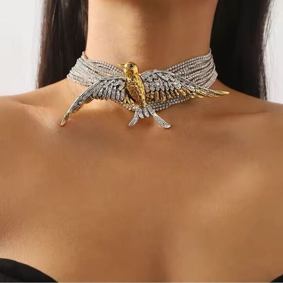 Zara Bird Rhinestone Chocker Necklace - Picture 11 of 17